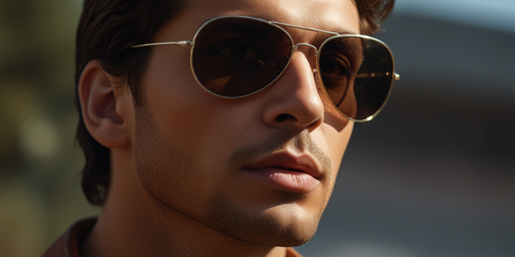 Stylish person wearing aviator sunglasses